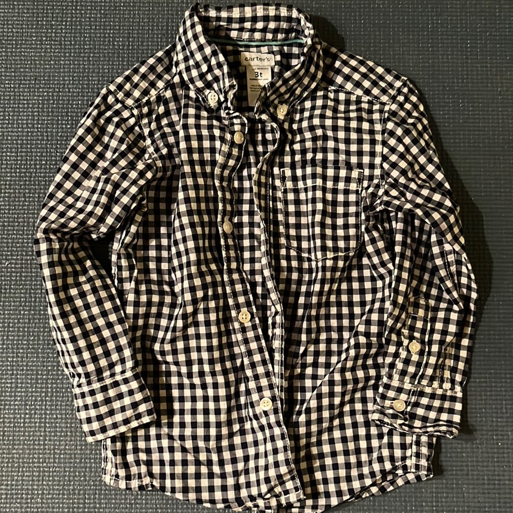 Carters black and white button up shirt